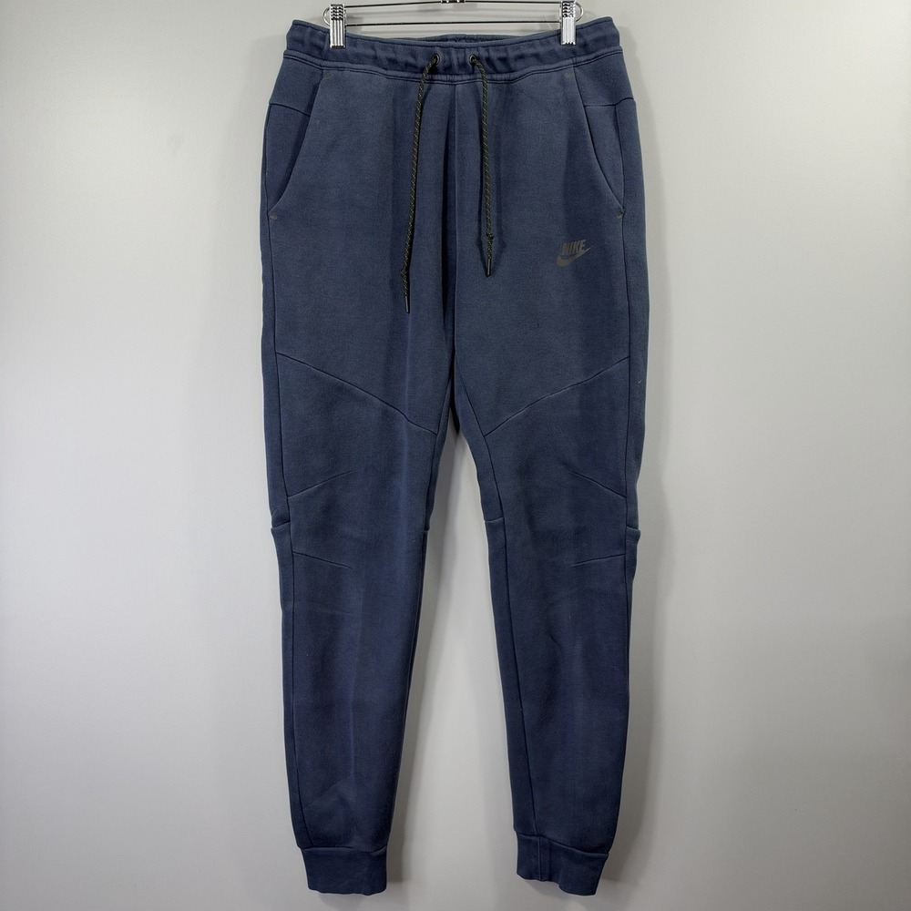 Nike Tech Fleece Pants Mens Medium Blue Joggers Zip Pocket Sweatpants Athletic